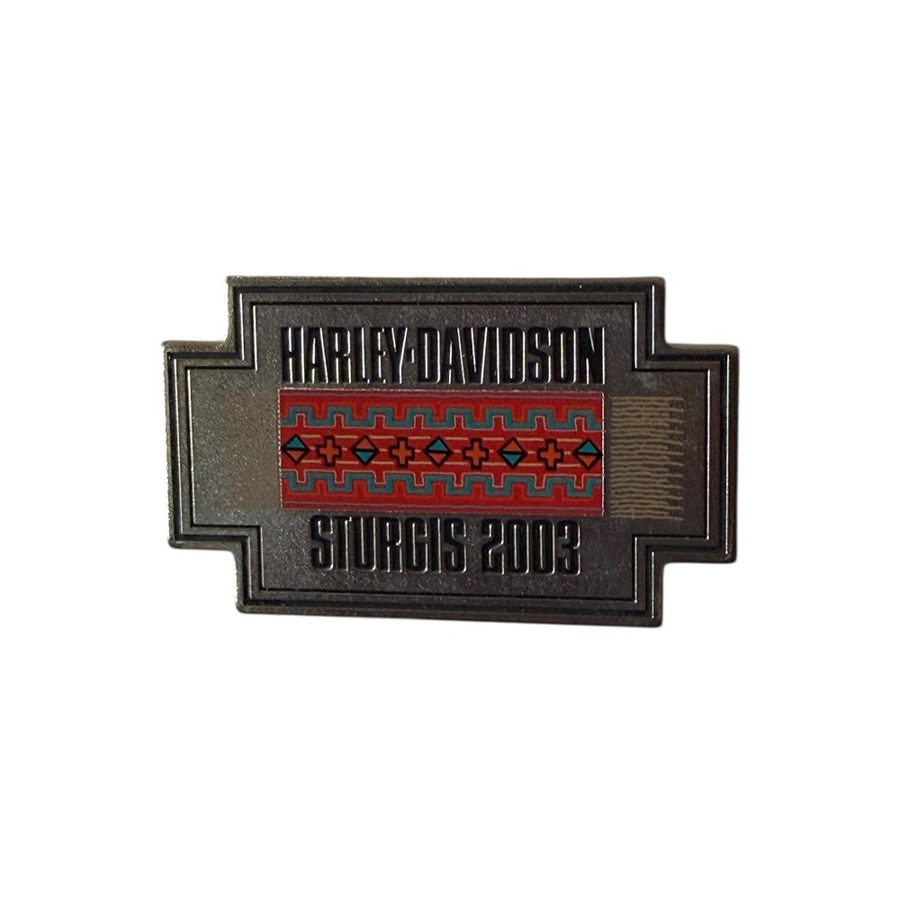 Harley Davidson Sturgis 2003 Pin Southwestern Pattern Silver Metal Lapel Pin